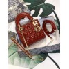 Lady Dior Mini Red Patent Leather Bag