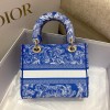 Dior Lady Blue Reverse Embroidery Bag
