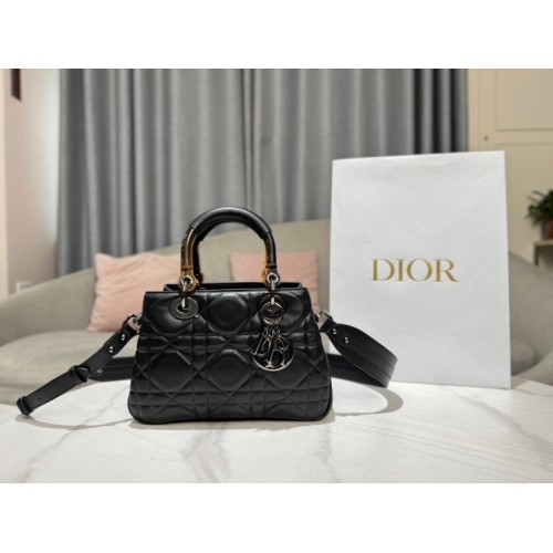 Dior The Lady 95.22 all black cannage quilted leather bag