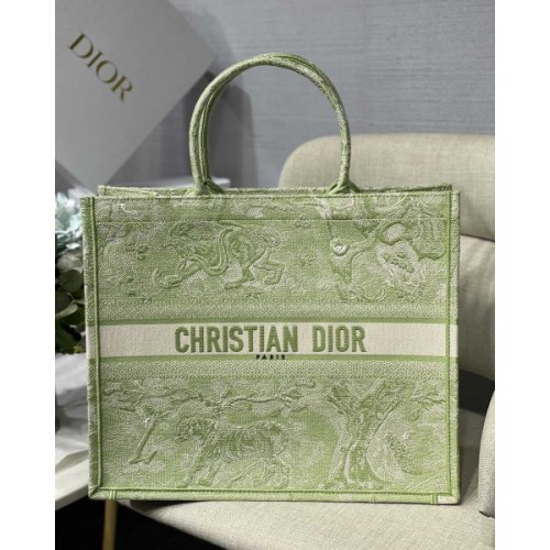 Dior book tote green embroided bag 41cm