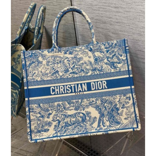 Dior book tote blue tiger 41cm