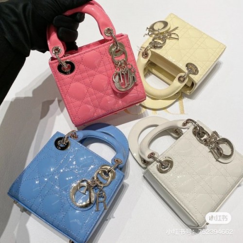 Dior lady patent leather mini 17cm ( pink/ blue/ white/ yellow)