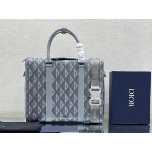 DIOR Lingot Briefcase gray CD diamond canvas bag