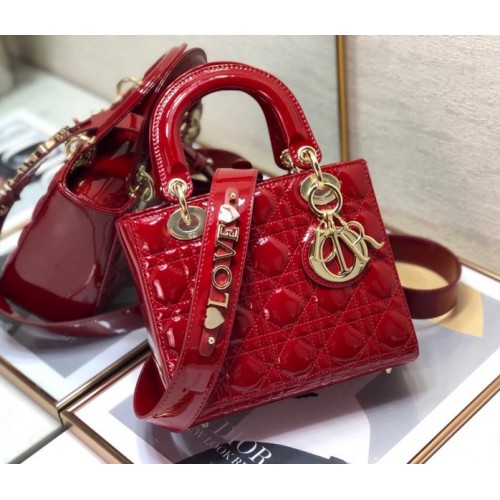 Dior lady patent ABC 20cm red