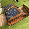 Gucci Jackie 1961 chain wallet in blue and ivory GG denim