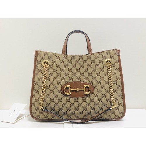 Gucci GG Supreme Tote Bag Brown