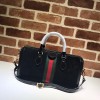 Gucci gg supreme black velvet handle bag