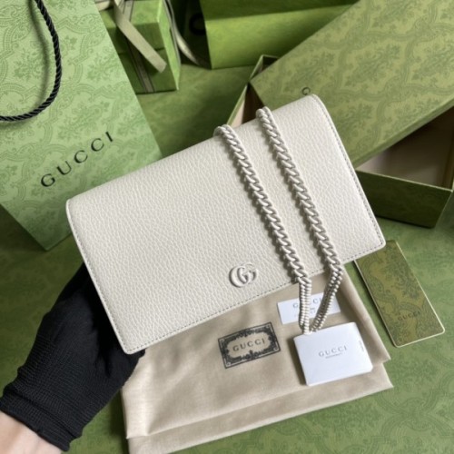 Gucci GG white chain wallet 497985