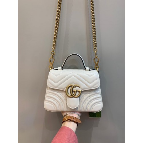 Gucci GG Marmont Small White Leather Bag