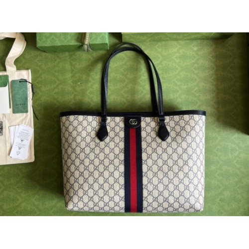 Gucci Beige Medium GG Supreme Black Tote