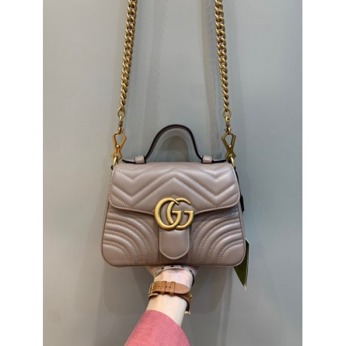 Gucci GG Marmont Small Beige Leather Bag