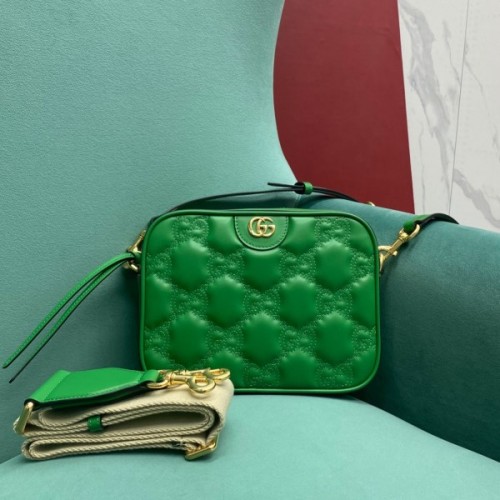 Gucci Matelassé green leather shoulder bag