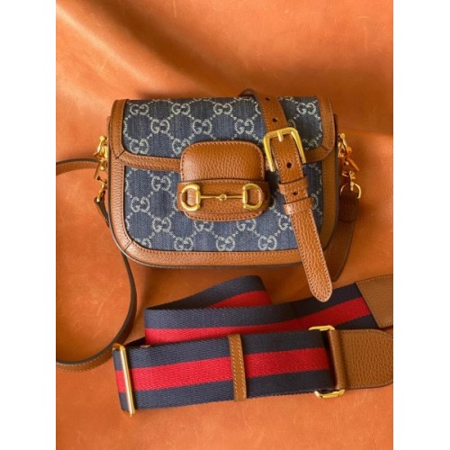 GUCCI mini 1955 Horsebit denim bag