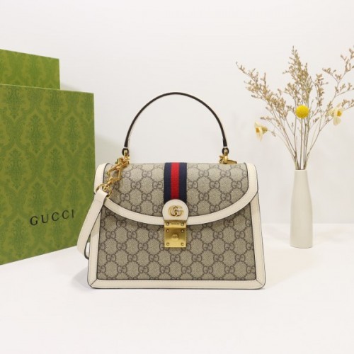 Gucci Ophidia small white gg top handle bag