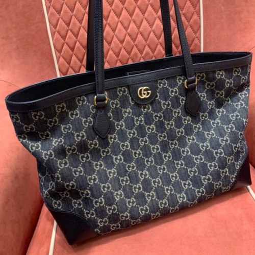 Gucci Shopping Tote Blue Denim Bag