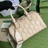 Gucci GG Matelassé leather medium duffle beige bag