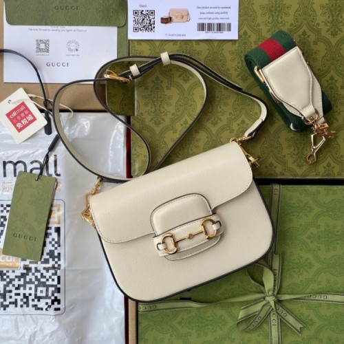 Gucci Horsebit 1955 mini white gg bag