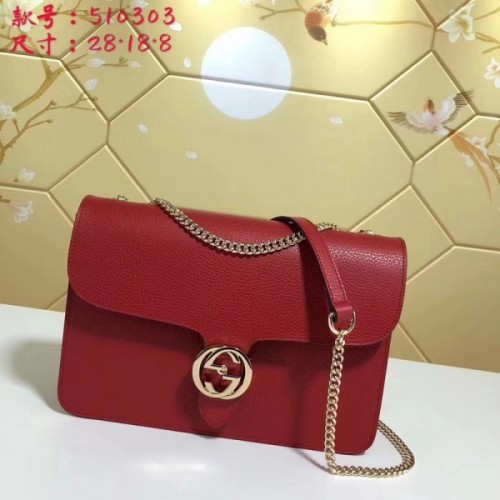 Gucci GG Flap Shoulder Bag On Chain Red 510303