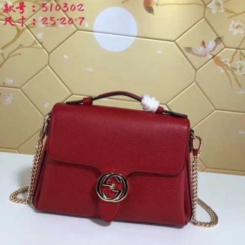 Gucci GG Flap Shoulder Bag On Chain Red 5103032