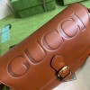 Gucci Embossed brown leather shoulder bag