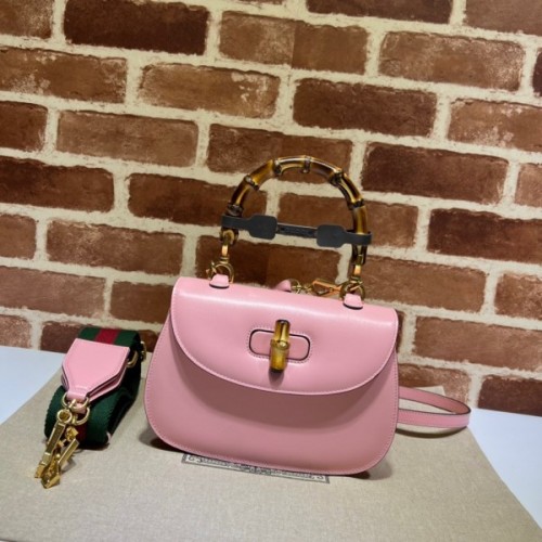 Gucci Bamboo 1947 small top handle pink bag