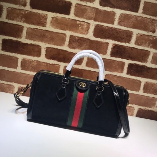 Gucci gg supreme black velvet handle bag