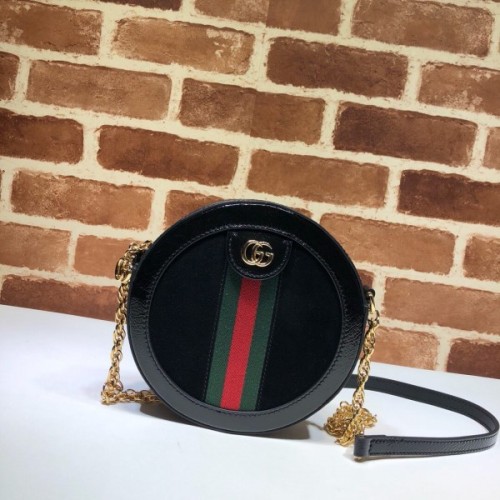 Ophidia mini GG round shoulder bag black velvet