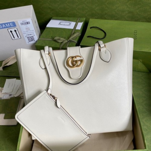 Gucci Dahlia Large Tote Double G White Bag