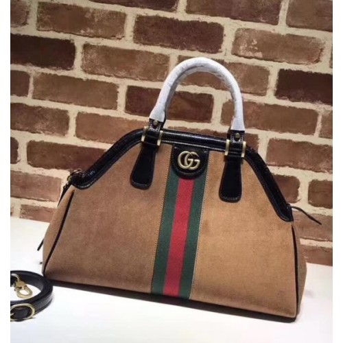 GUCCI RE(BELLE) SUEDE MEDIUM TOP HANDLE BAG ‎516459 BROWN 2018