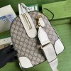 Gucci large top canvas leather double G bag