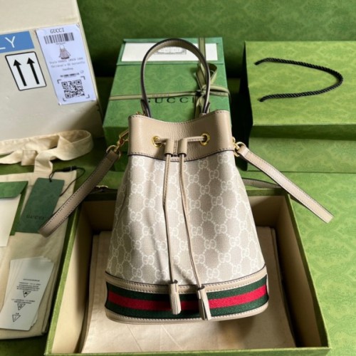 Gucci Ophidia small GG beige/ white bucket bag