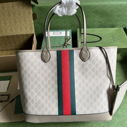 Gucci White Beige Ophidia GG Large Tote