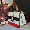 Gucci Dionysus medium top handle bag white/blue/red leather