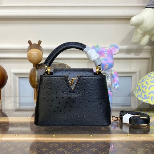 Louis Vuitton Capucines Black Ostrich leather mini bag