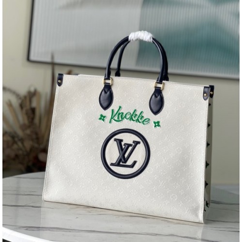 Louis Vuitton onthego white embroidered GM bag