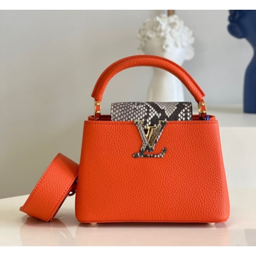 Louis Vuitton Capucines mini orange snake skin bag