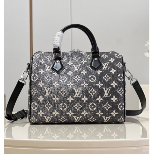 Louis Vuitton Speedy Bandoulière Gray Denim 25 Bag