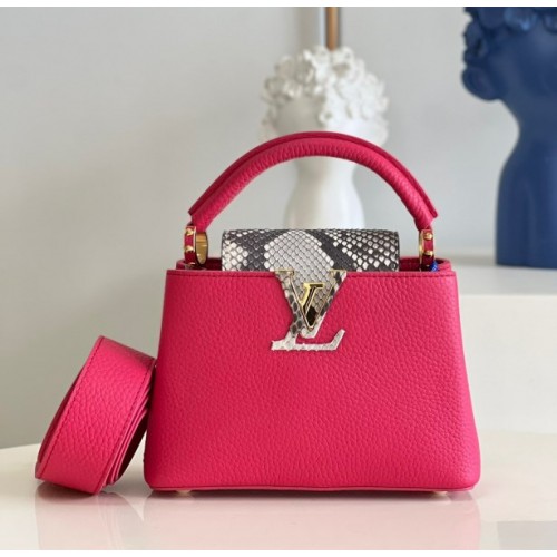 Louis Vuitton Capucines mini pink snake skin bag