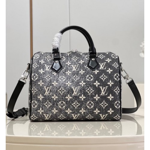 Louis Vuitton Grey Monogram Denim Speedy Bandoulière 25 Bag