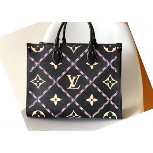 LV OnTheGo MM Monogram Empreinte Leather Black M45595