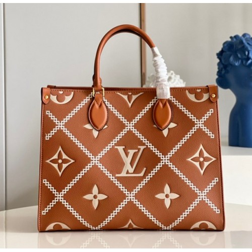 LV OnTheGo MM Monogram Orange Empreinte Leather M45595