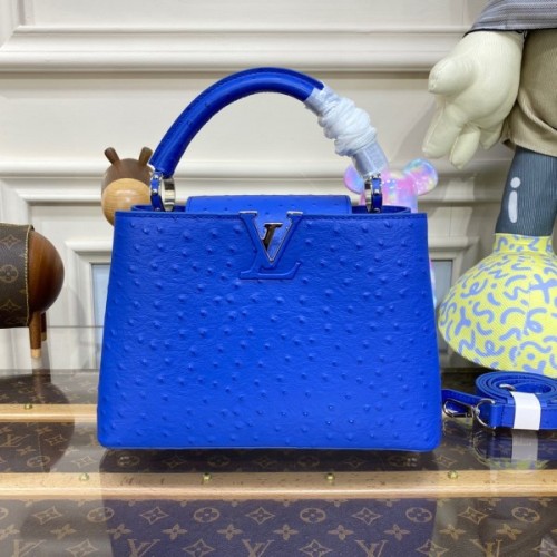 Louis Vuitton Capucines Blue Ostrich leather PM/MM bag