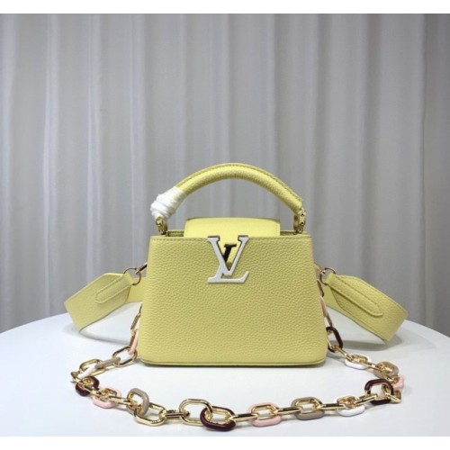 Louis Vuitton M21798 Capucines Mini Yellow Leather Bag