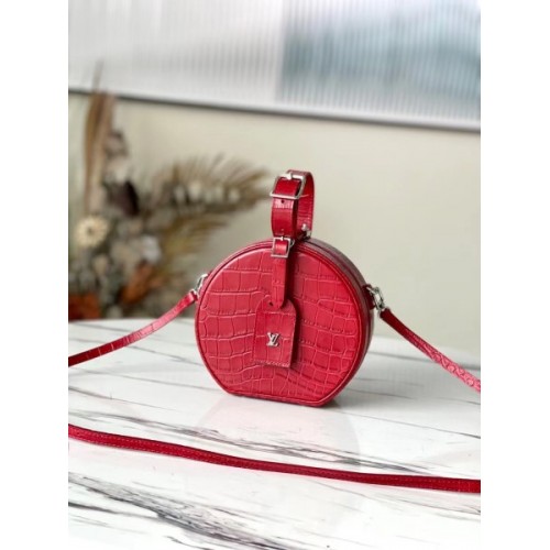 LV Petite Boite Chapeau Crocodile Red leather M43514