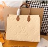 LV Onthego GM Monogram Empreinte Leather Cream M44925
