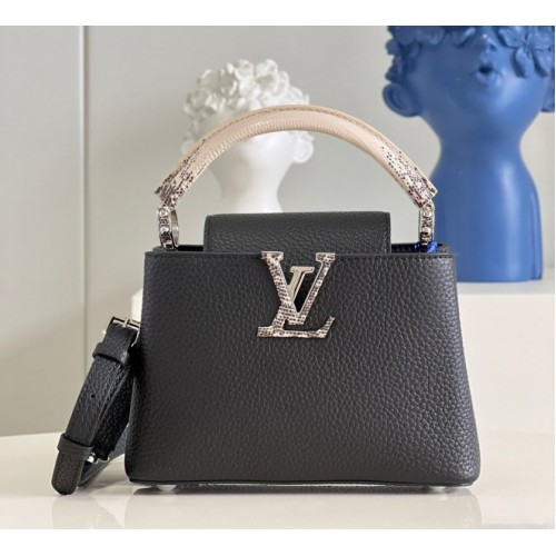 Louis Vuitton BB Capucines snake leather handle black bag