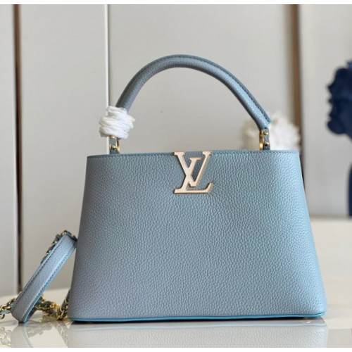 Louis Vuitton Capucines MM Taurillon Blue Leather Bag