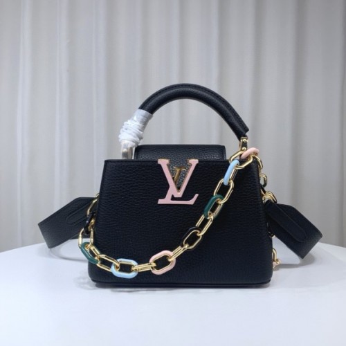 Louis Vuitton M21798 Capucines Mini Black Leather Bag