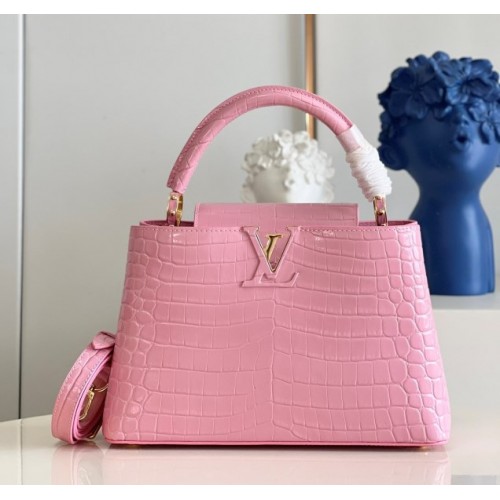 Louis Vuitton Pink Crocodile Capucines PM