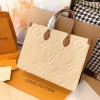 LV Onthego GM Monogram Empreinte Leather Cream M44925